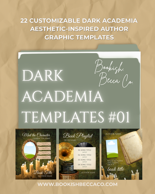 Dark Academia Canva Templates for Indie Authors | 22 Editable Social Media Graphics